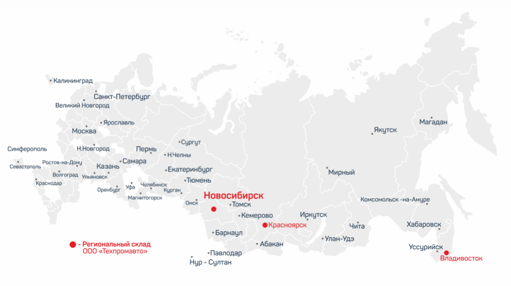 Карта дилеров компании Техпромавто